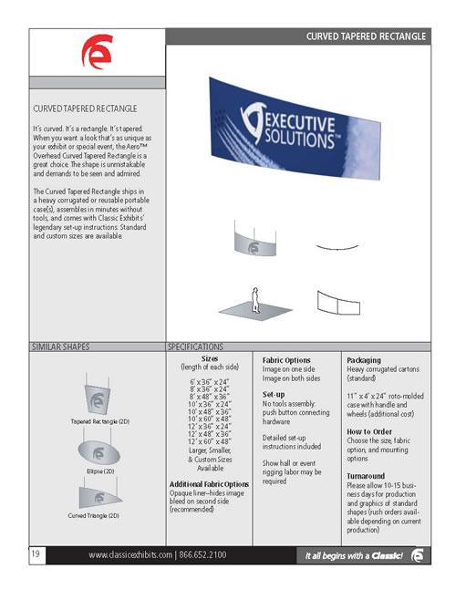 Aero Overhead Hanging Sign 2D Curved Tapered Rectangle