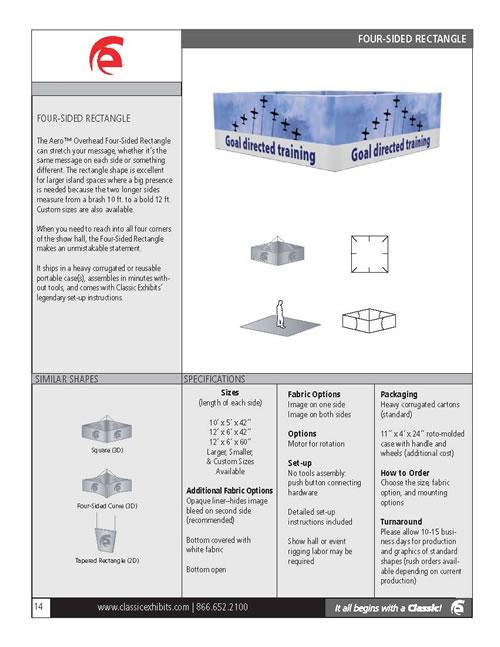 Aero Overhead Hanging Sign 3D Four-Sided Rectangle