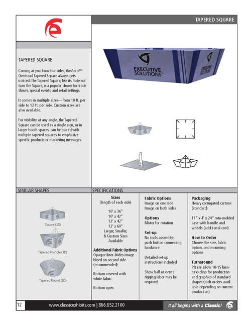 Aero Overhead Hanging Sign 3D Tapered Square