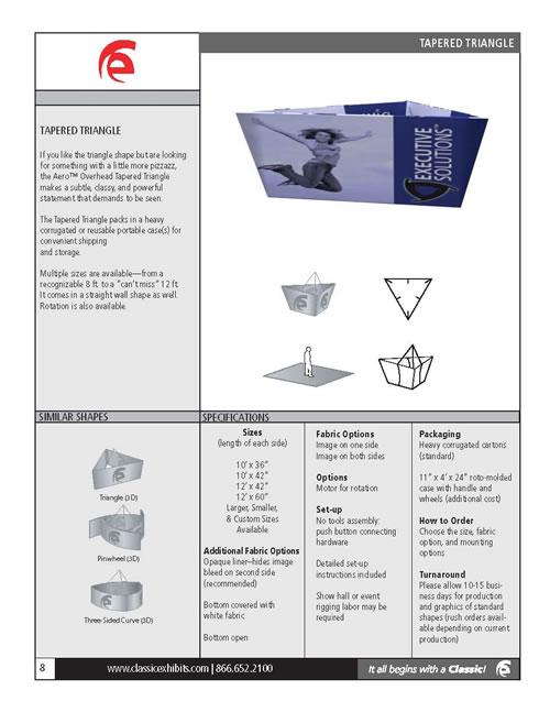 Aero Overhead Hanging Sign 3D Tapered Triangle