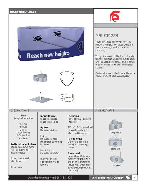 Aero Overhead Hanging Sign 3D Three-Sided Curve