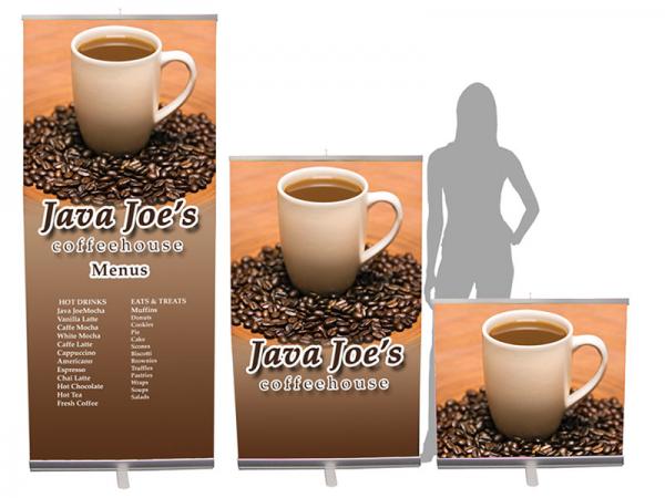 PRONTO Retractable Banner Stand - Silver - Table Top - 3 Heights 