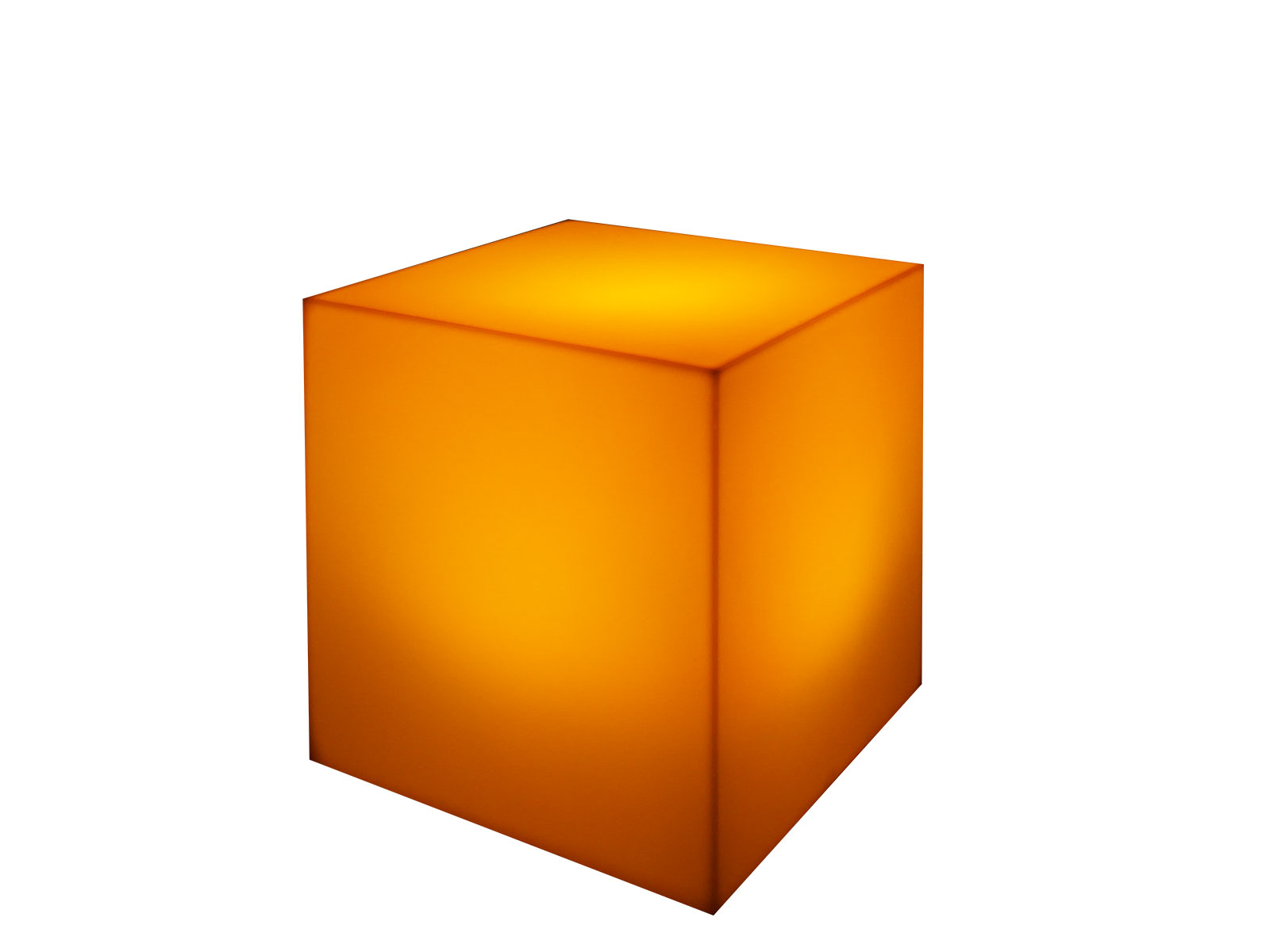 Orange | LED Cube Ottoman -- Trade Show Furniture Rental