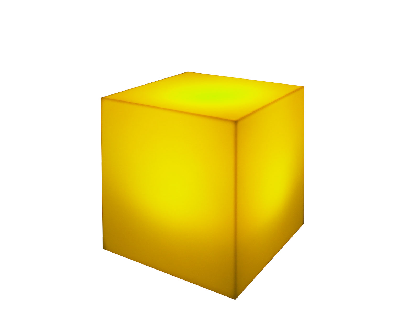 Yellow | LED Cube Ottoman -- Trade Show Furniture Rental